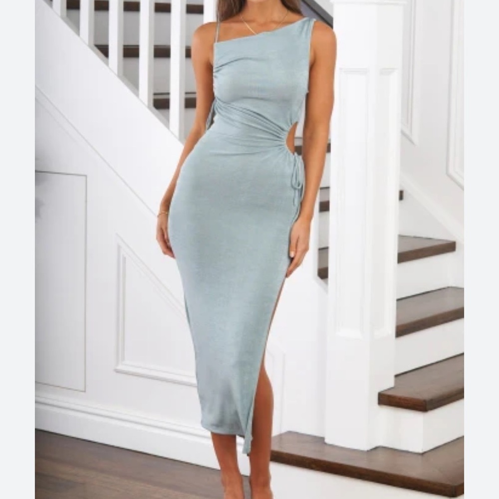 Blue Dress with Side Cut Out